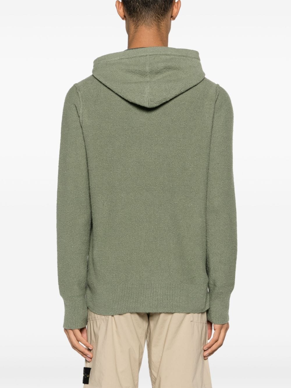Shop Stone Island Logo-embroidered Knitted Hoodie In Green