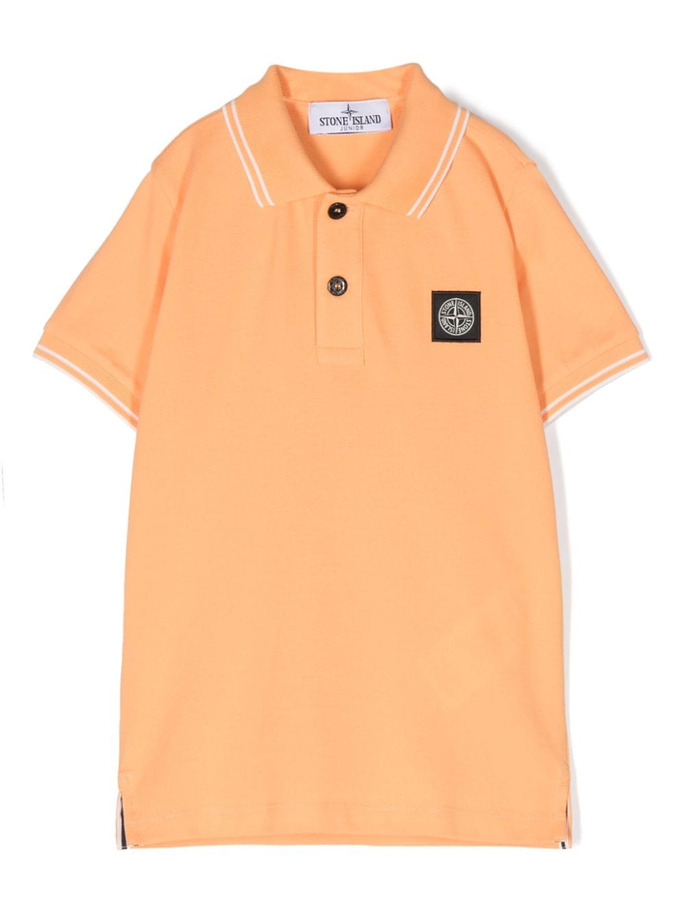 Stone Island Junior Compass-appliqué Polo Shirt In 橘色