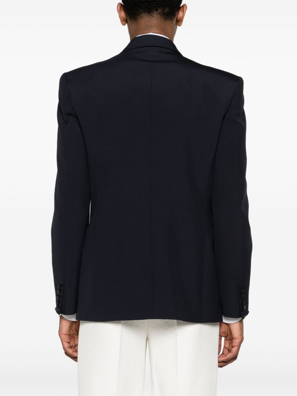 Shop Valentino Notched-lapels Single-breasted Blazer In Blue