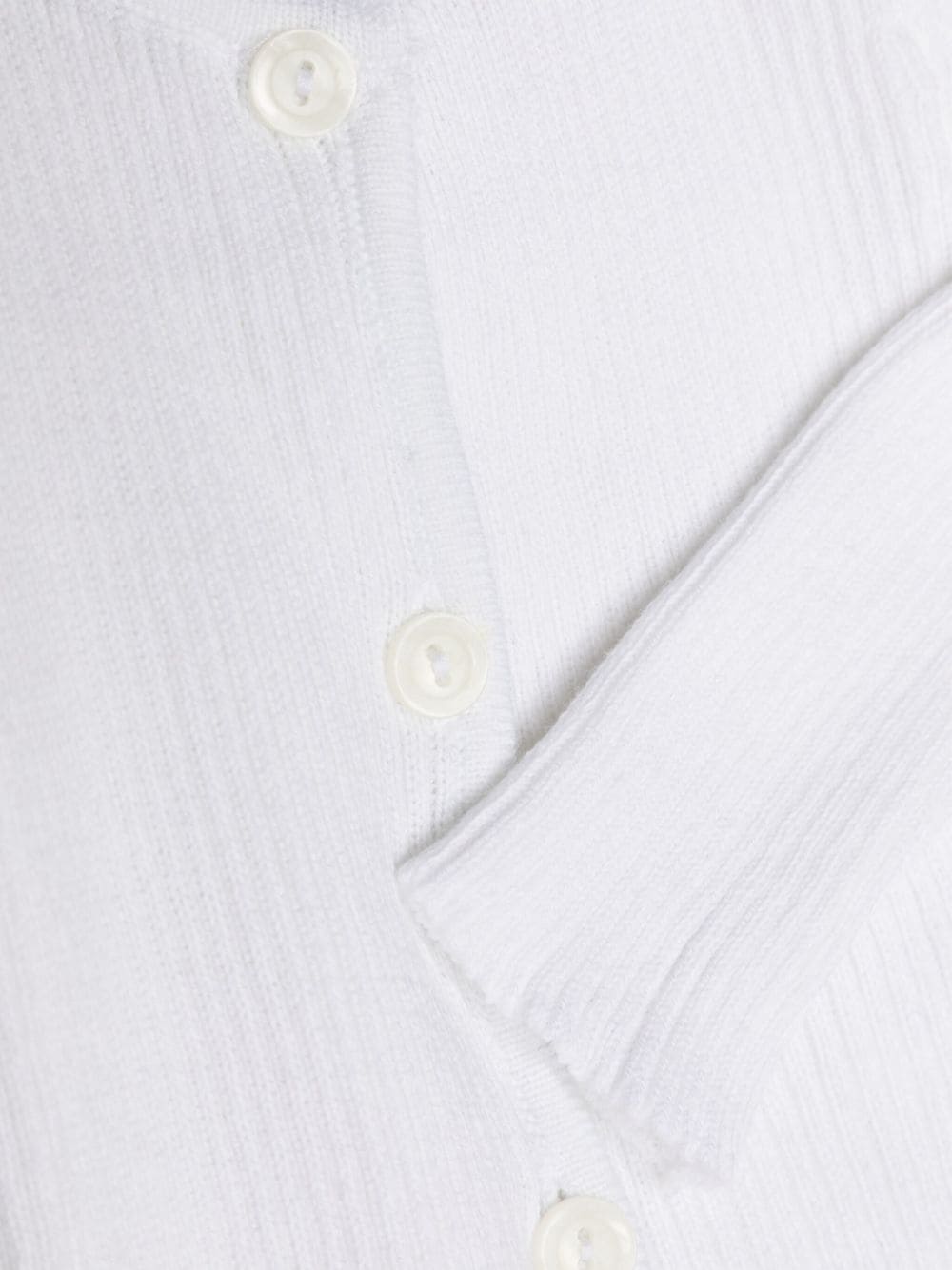 Shop Le Bebé Enfant Logo-plaque Ribbed-knit Cardigan In White