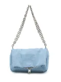 System padded denim shoulder bag - Blue