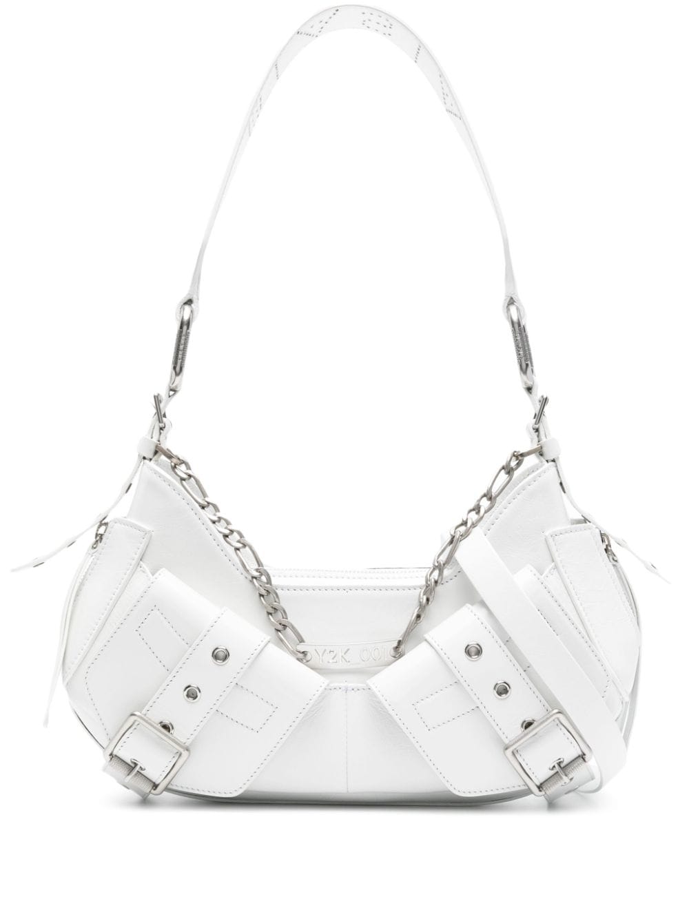 Biasia Y2k Leather Shoulder Bag In Silver