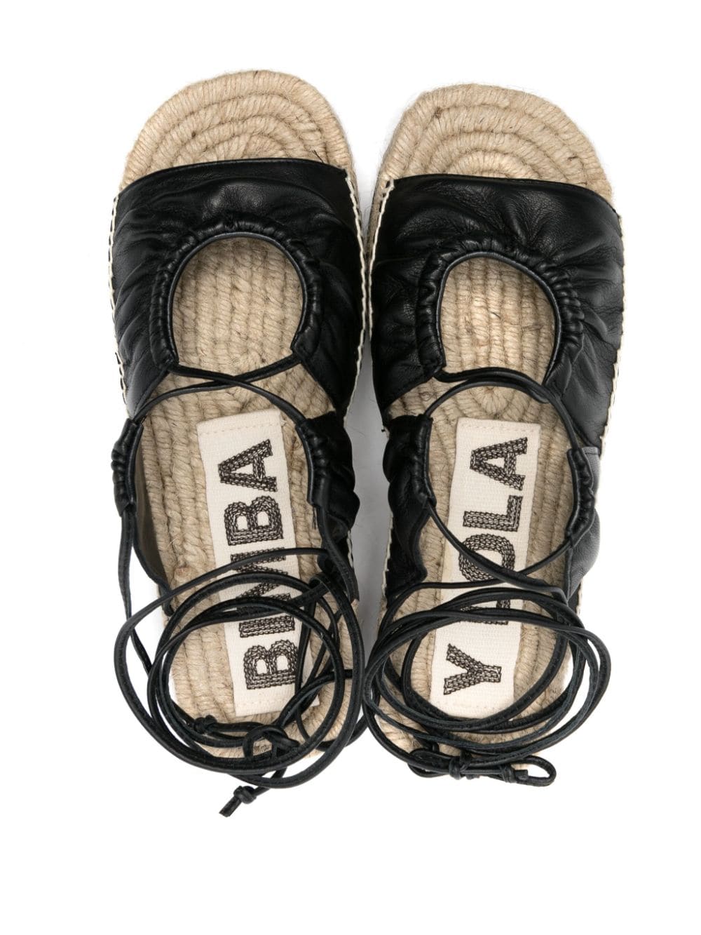 Shop Bimba Y Lola Lace-up Leather Espadrilles In Black