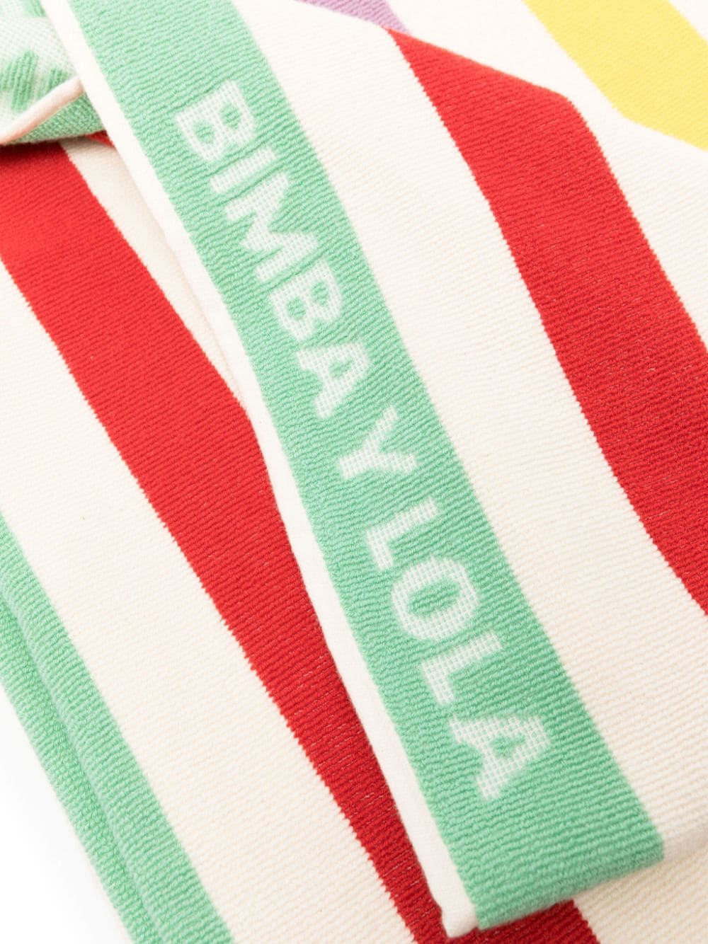 Shop Bimba Y Lola Logo-jacquard Striped Beach Towel In Neutrals