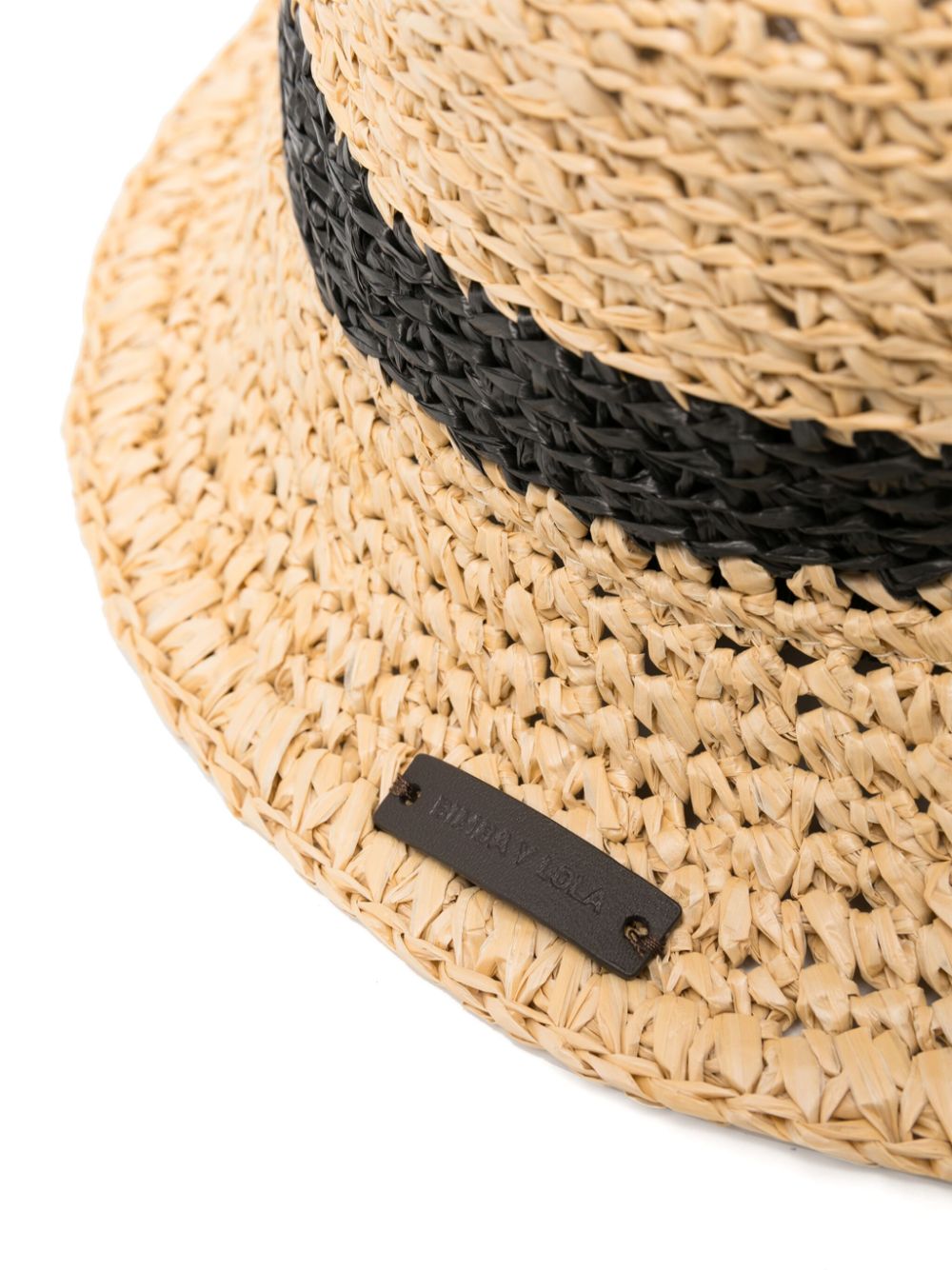 Shop Bimba Y Lola Contarsting-trim Raffia Bucket Hat In Neutrals