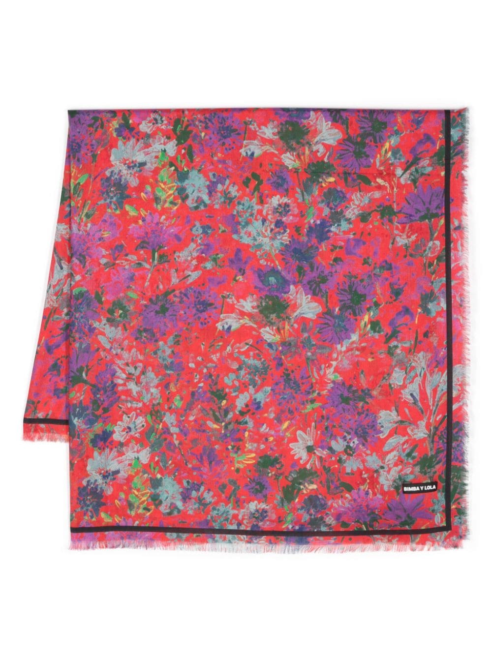 Bimba Y Lola Floral-print Modal Scarf In Red