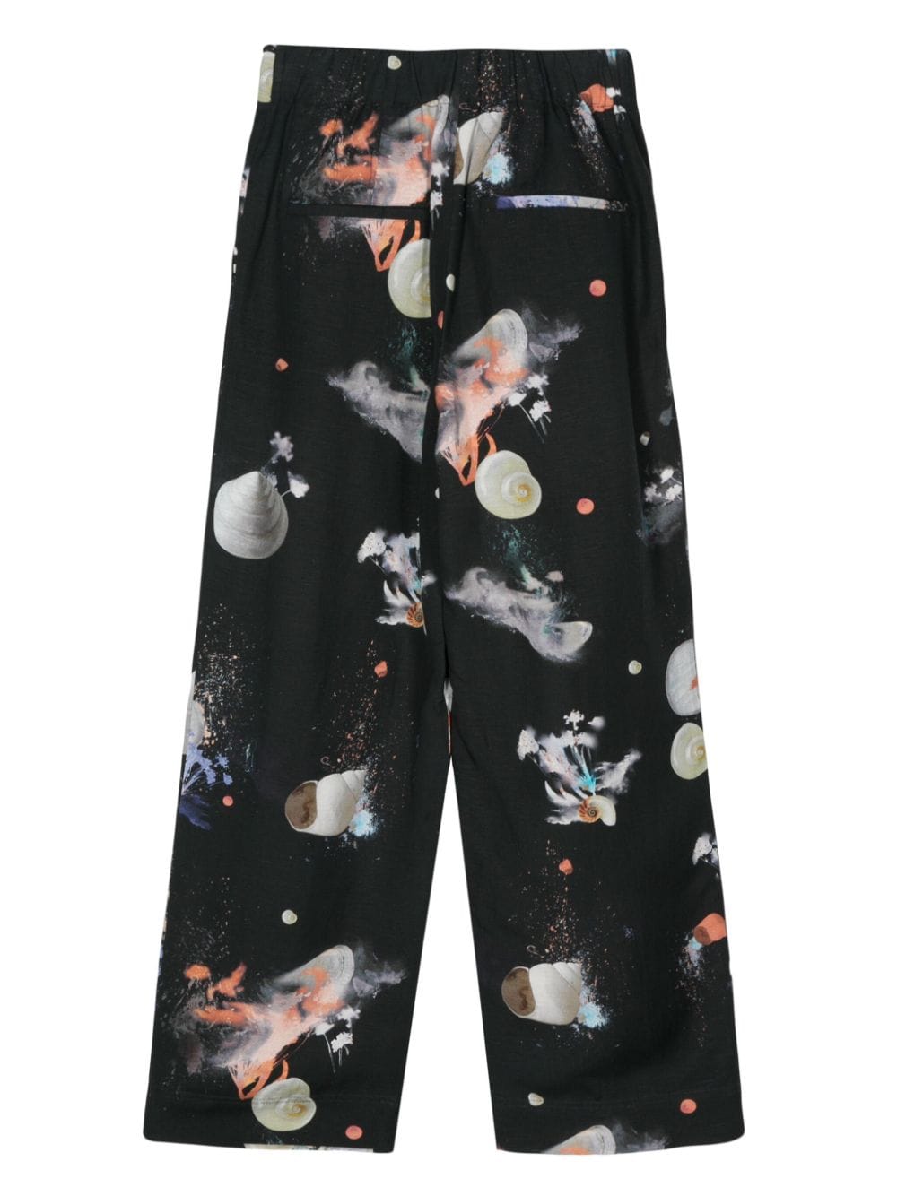 Shop Bimba Y Lola Sea Life-print Cropped Trousers In Black