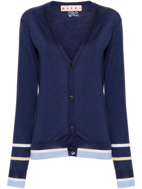 Marni striped virgin wool-blend cardigan Women