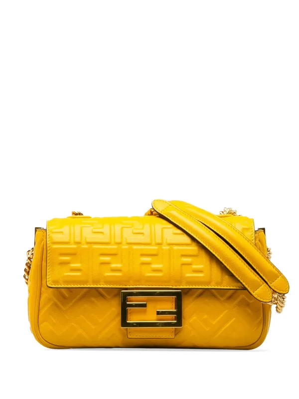 Fendi Pre Owned 2000 2010 Baguette Midi Shoulder Bag Yellow FARFETCH IE