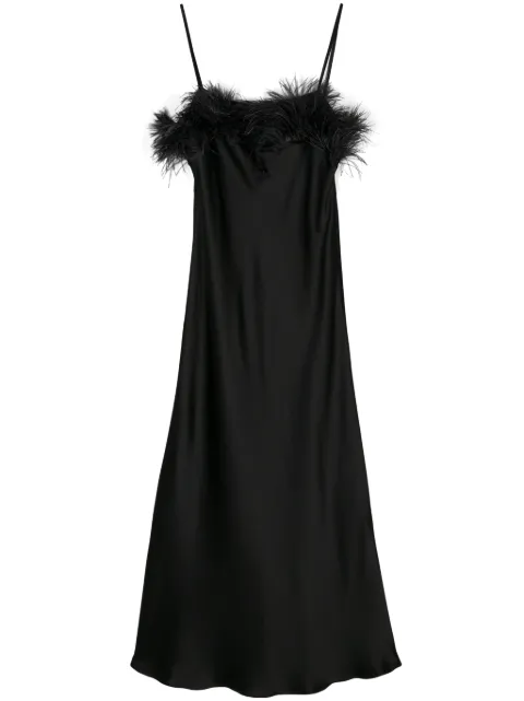 Antonelli Ligorio feather-trim satin dress