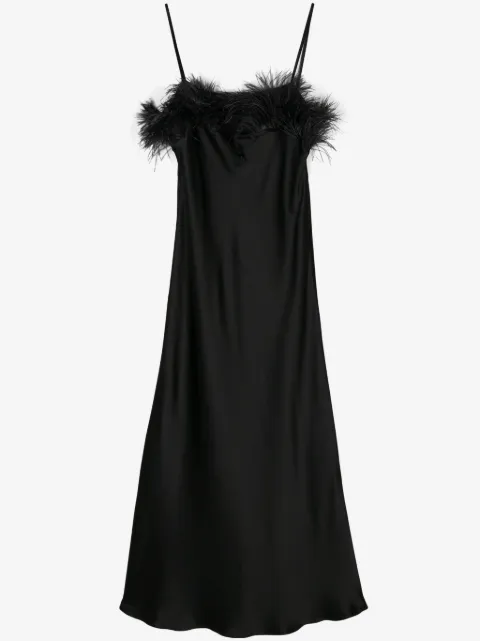 Antonelli Ligorio feather-trim satin dress