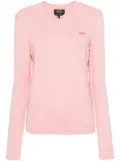 A.P.C. logo-embroidered cotton jumper - Pink