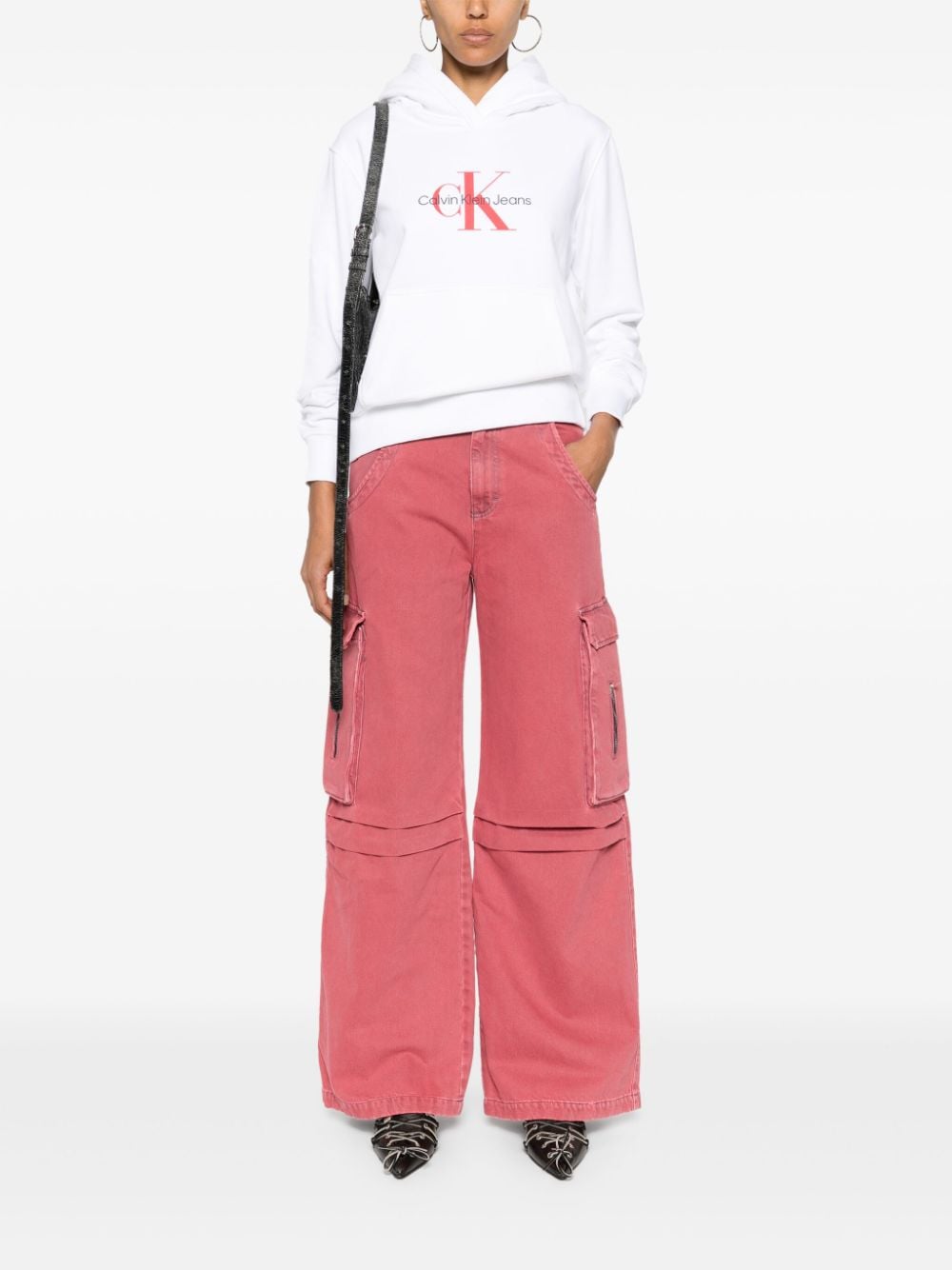 Calvin Klein logo-print cotton hoodie - Wit