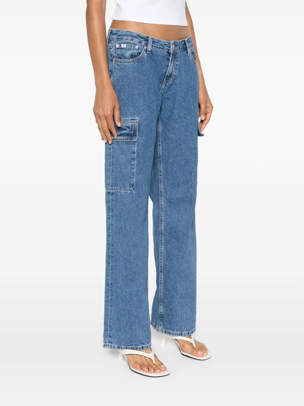 Calvin Klein Low-rise Cargo Jeans In Blue