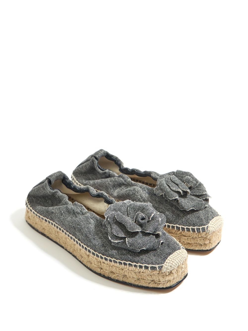 Bimba y Lola floral-appliqué denim espadrilles - Grijs