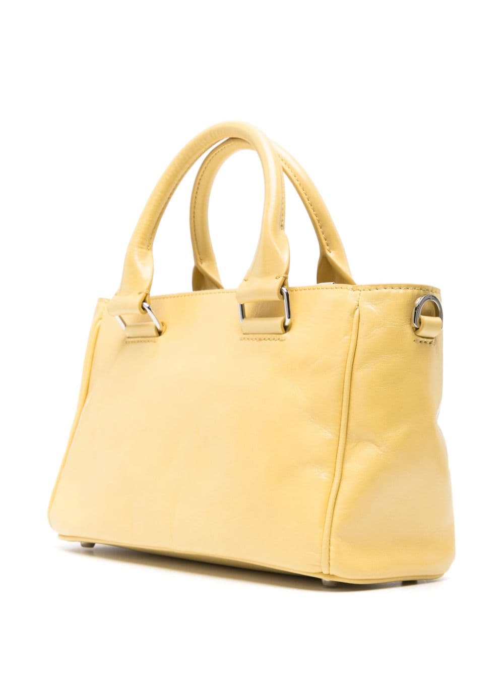 Shop Bimba Y Lola Logo-stamp Leather Tote Bag In Yellow