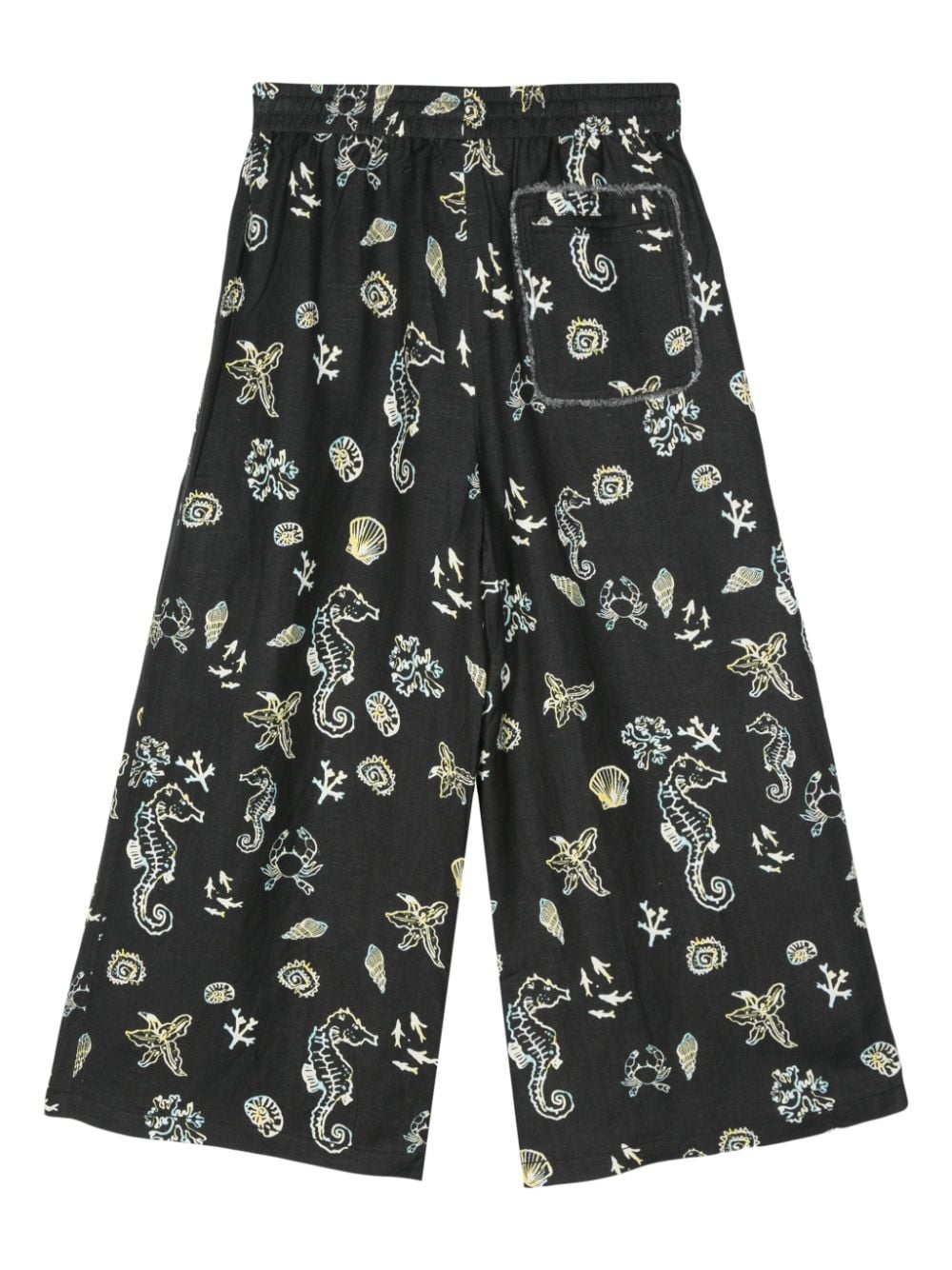 Shop Bimba Y Lola Reef-print Cropped Trousers In Black