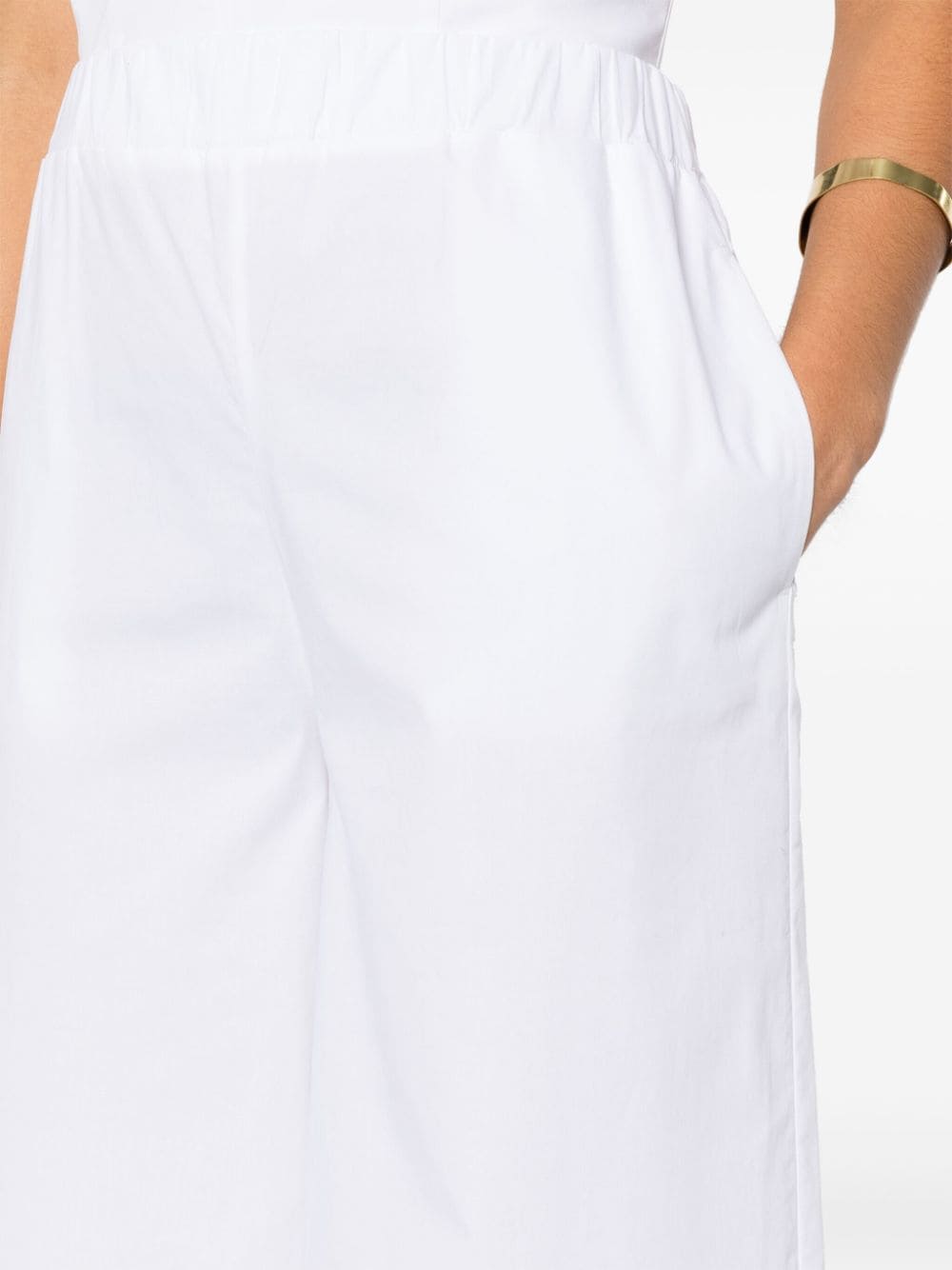 Shop Federica Tosi Wide-leg Cotton Trousers In White