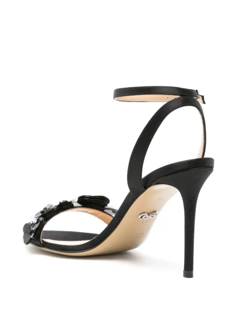 MACH & MACH floral-appliqué satin sandals R24S0519CRP600 - 2