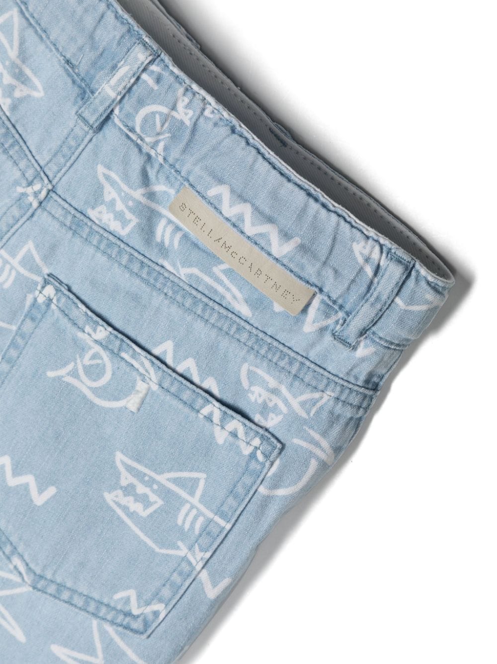 Shop Stella Mccartney Shark-print Denim Shorts In Blue