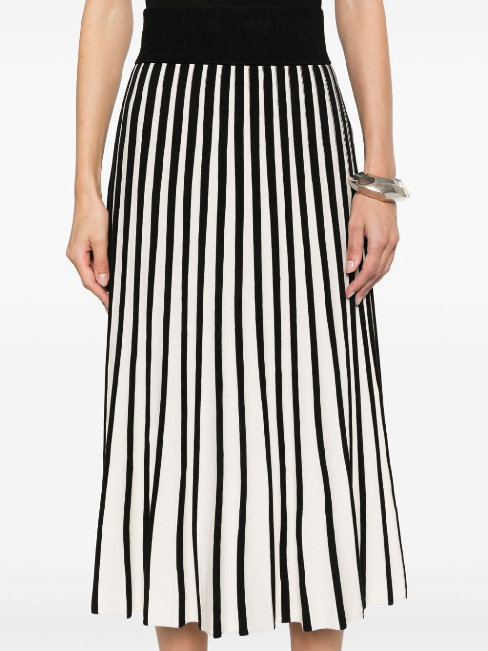 Shop Joseph Fine-ribbed Striped Skirt In Black