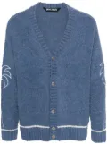 Palm Angels palm-tree-embroidery ribbed cardigan - Blue