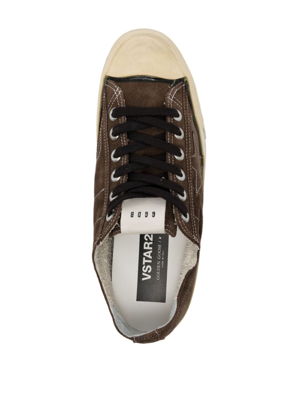 Shop Golden Goose V-star 2 Leather Lace-up Sneakers In Brown