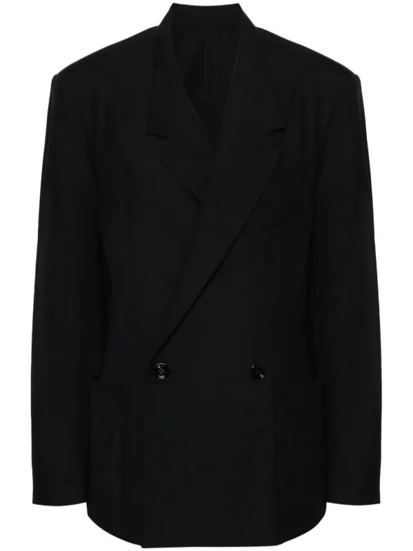 海外限定【LEMAIRE】ダブル◇コットン＆シルク◇ブレザー LEMAIRE ダブルジャケット | ブルー | FARFETCH JP