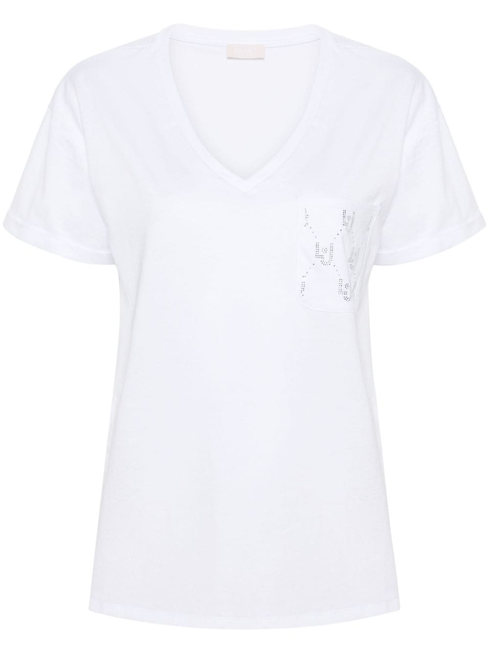 Liu •jo Rhinestone-embellished Cotton T-shirt In White