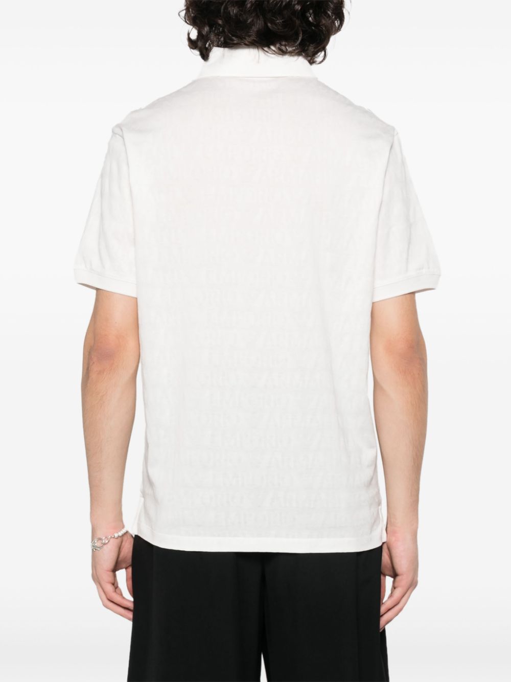 Shop Emporio Armani Logo-jacquard Polo Shirt In White