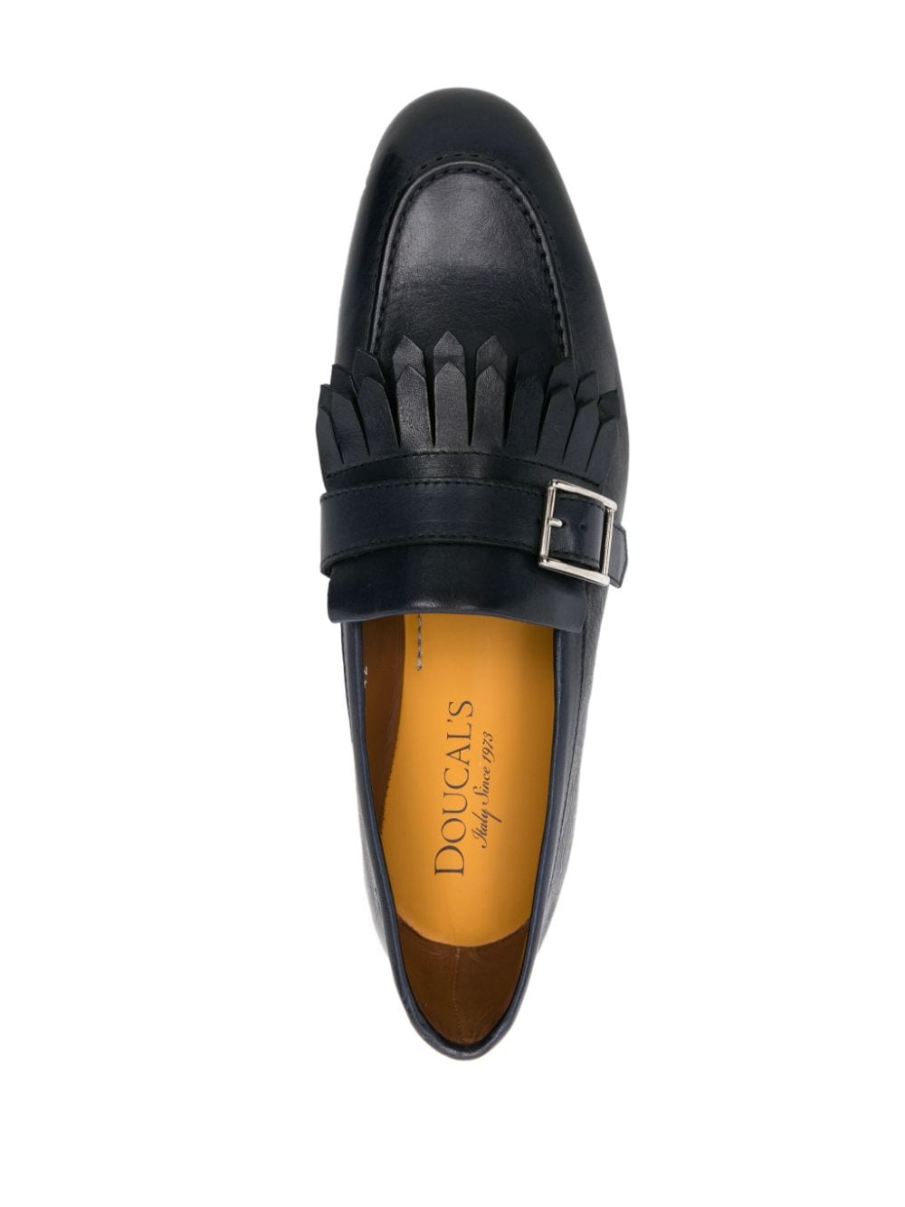 Shop Doucal's Buckled Leather Loafers In Blue