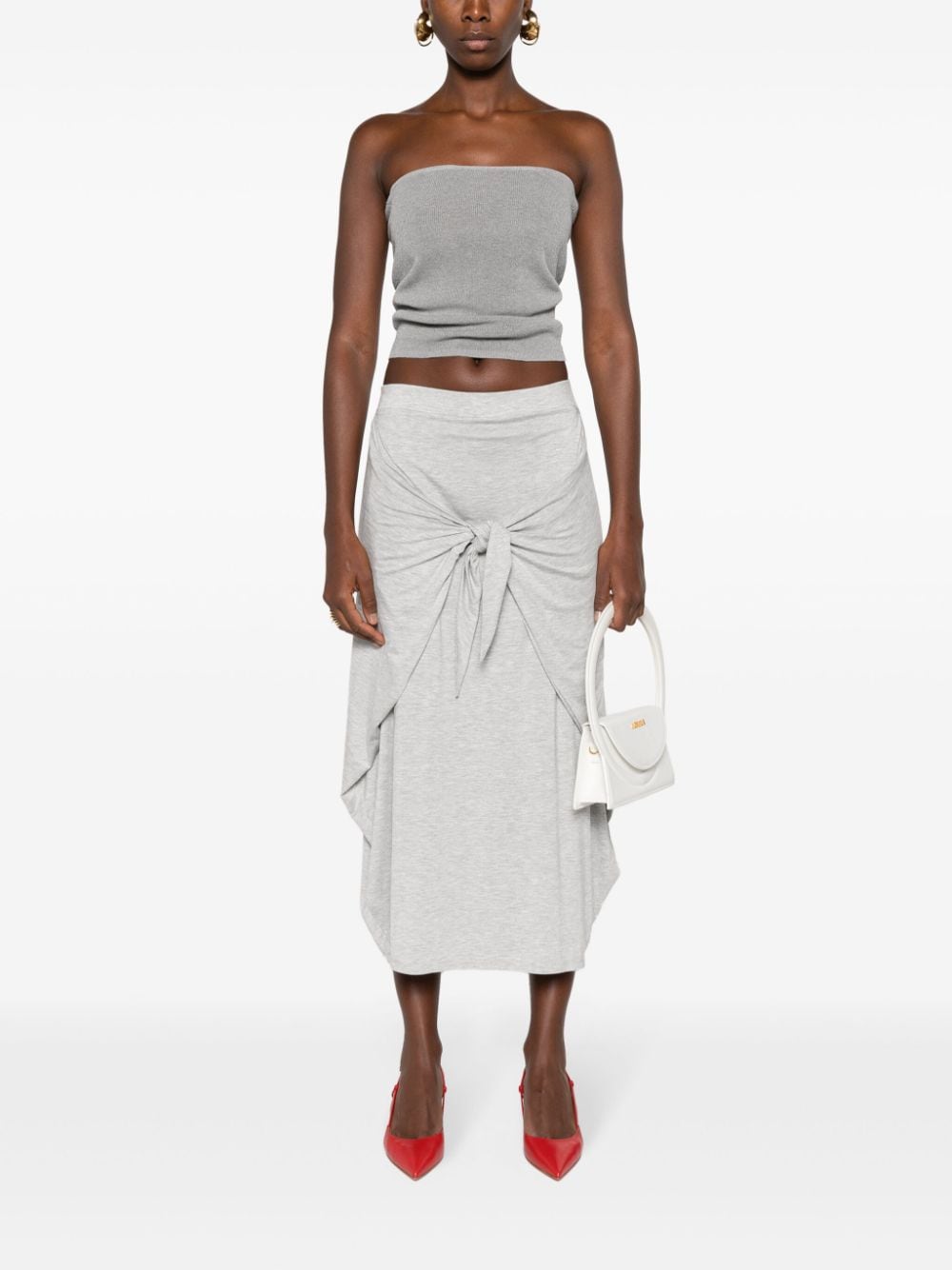 Shop Remain Knotted Wrap Midi Skirt In Grey