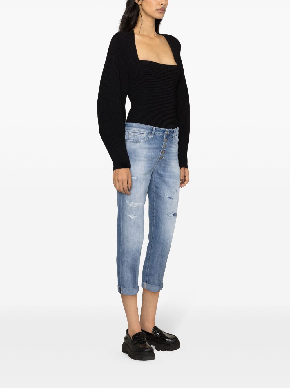 Shop Dondup Koons High-rise Cropped Jeans In Blue