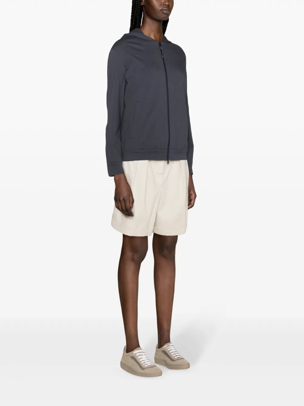 Brunello Cucinelli Hoodie met rits Blauw