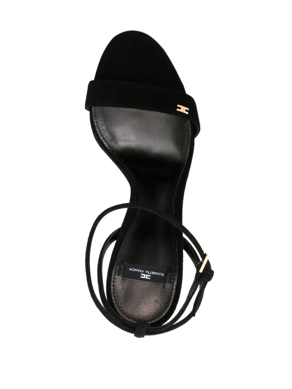 Shop Elisabetta Franchi 105mm Metal-logo Suede Sandals In Black
