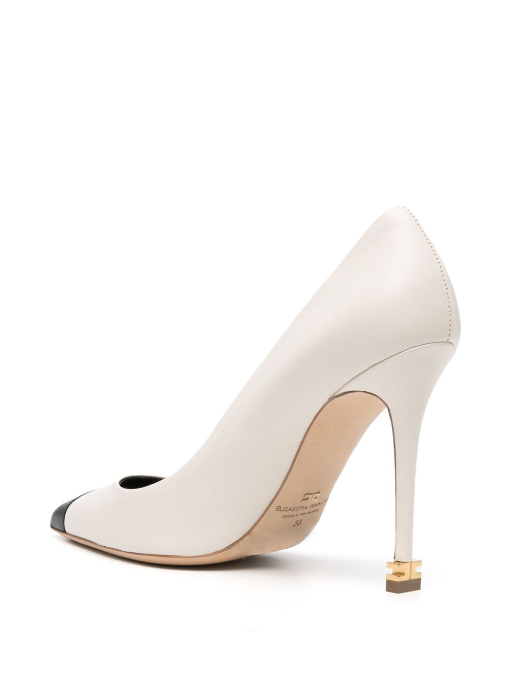 Elisabetta Franchi 105mm metal-logo leather pumps White