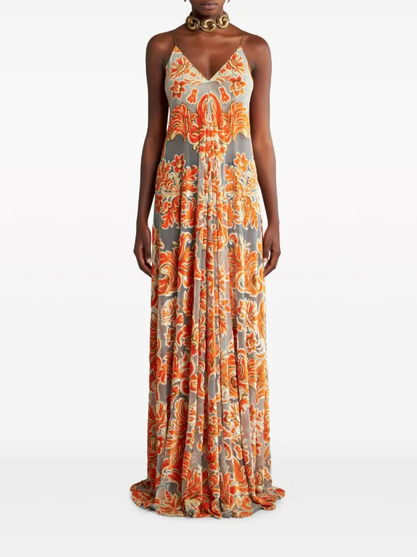 ETRO patterned jacquard Gown Orange FARFETCH AE