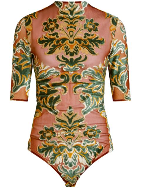 ETRO patterned-jacquard tulle bodysuit Women