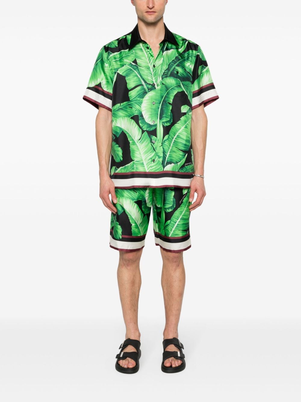 Shop Dolce & Gabbana Banana Tree-print Shirt In Green