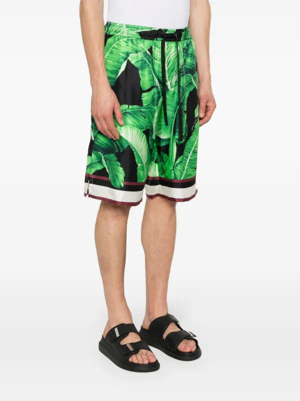 【送料&関税込】Dolce & Gabbana Silk Bermuda Shorts Dolce & Gabbana leaves-print Silk Shorts | Green | FARFETCH CA