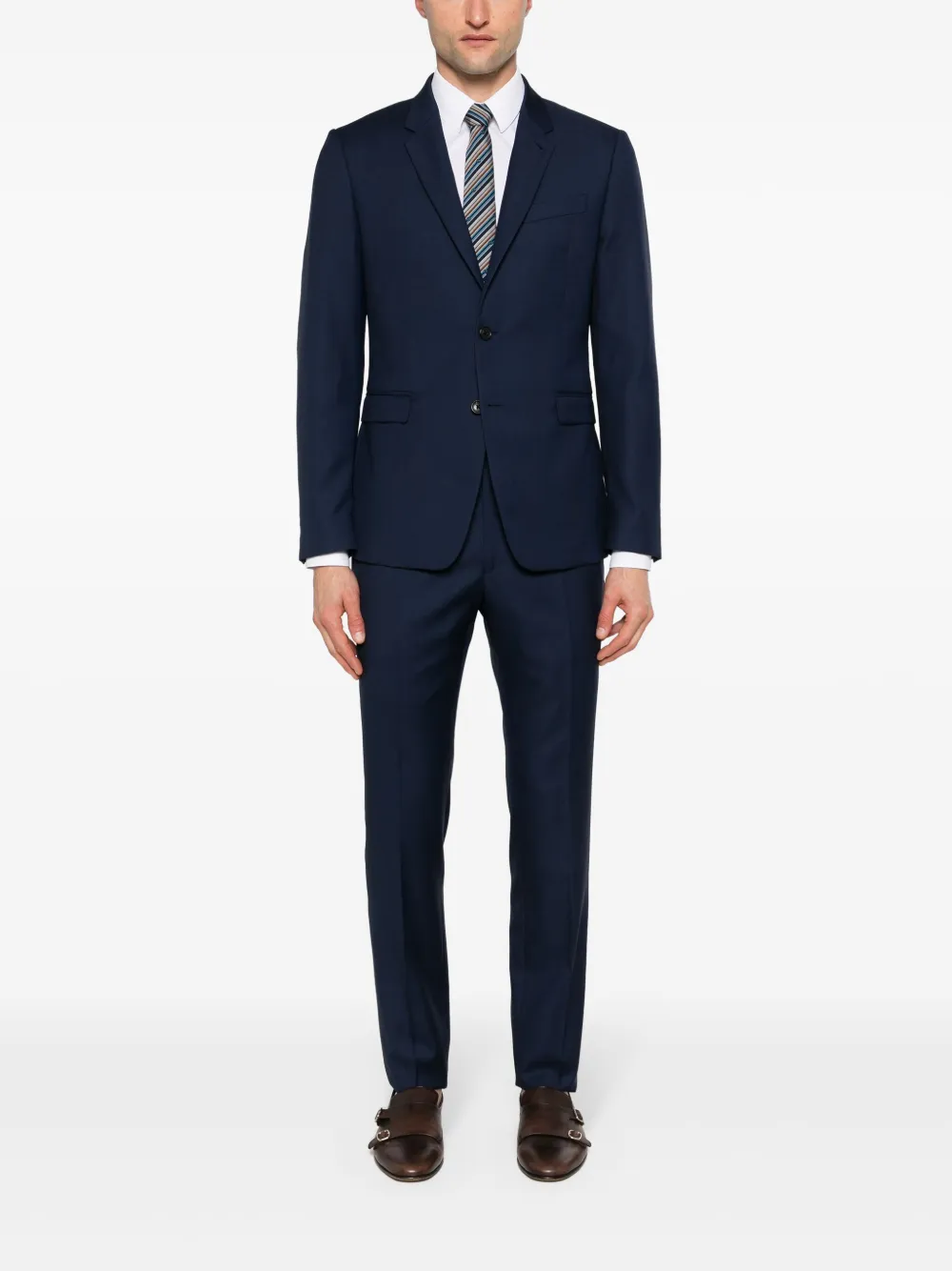 Shop Reveres 1949 Wool Single-breasted Suit In Blue