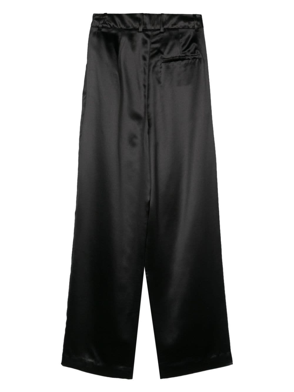 Shop Loulou Studio Satin Straight Trousers In Black
