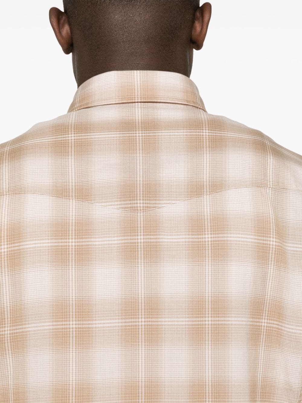 Shop Tom Ford Check-pattern Cotton Shirt In Neutrals