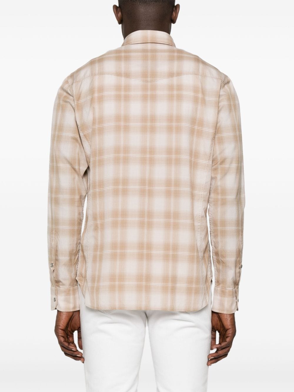 Shop Tom Ford Check-pattern Cotton Shirt In Neutrals