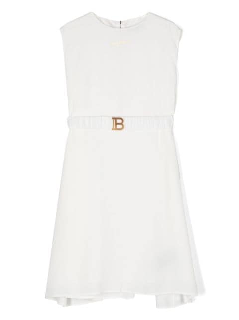 logo-print belted dress