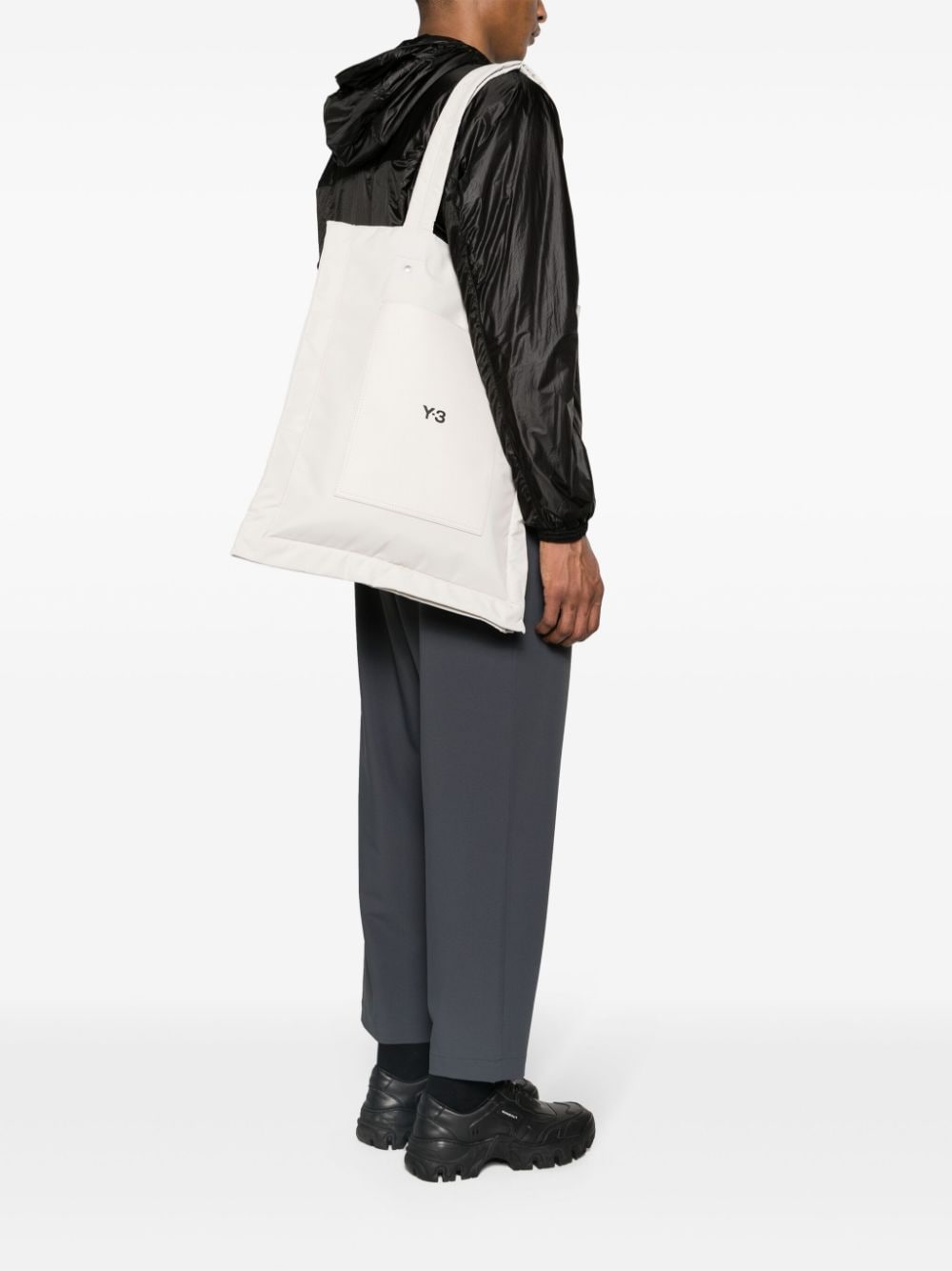 Shop Y-3 Logo-print Padded Tote Bag In Neutrals