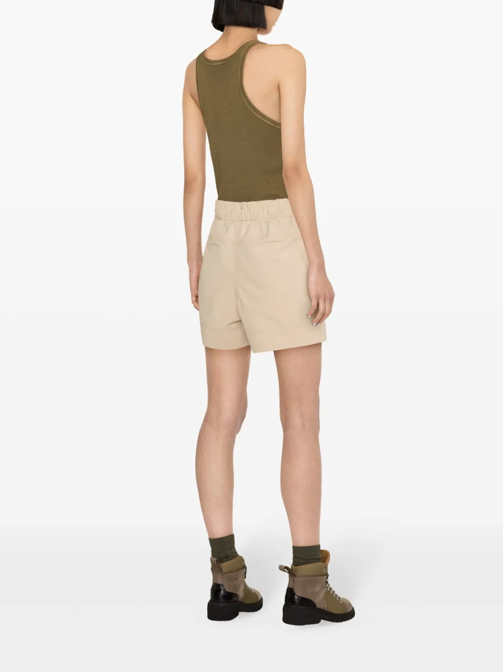 Shop Moncler Mid-rise Straight-leg Shorts In Neutrals