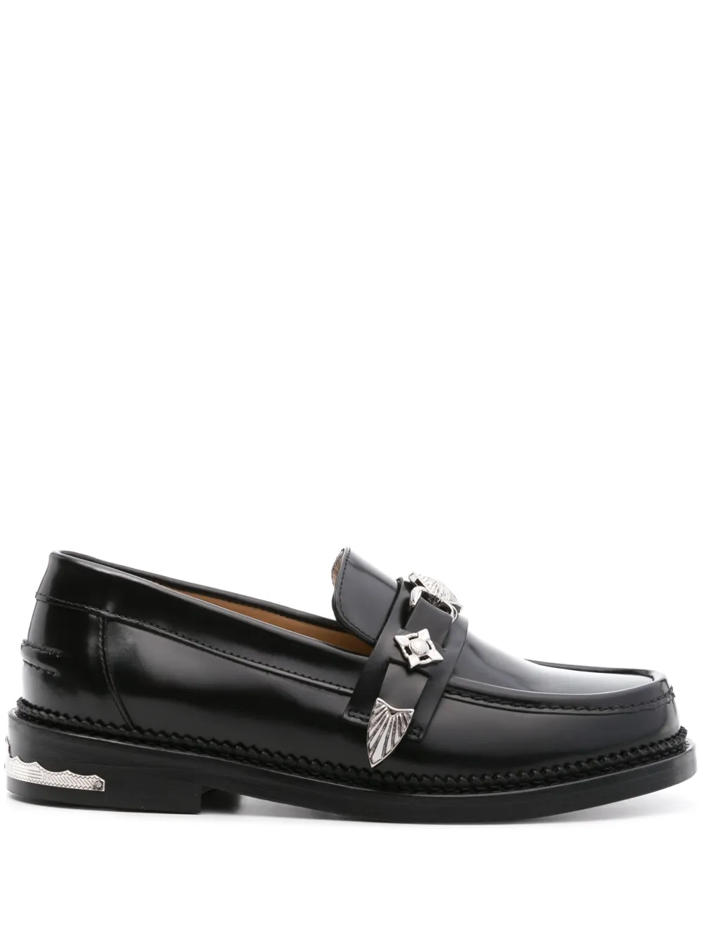 Toga Stud Embellished Mid-heel Loafers In Black