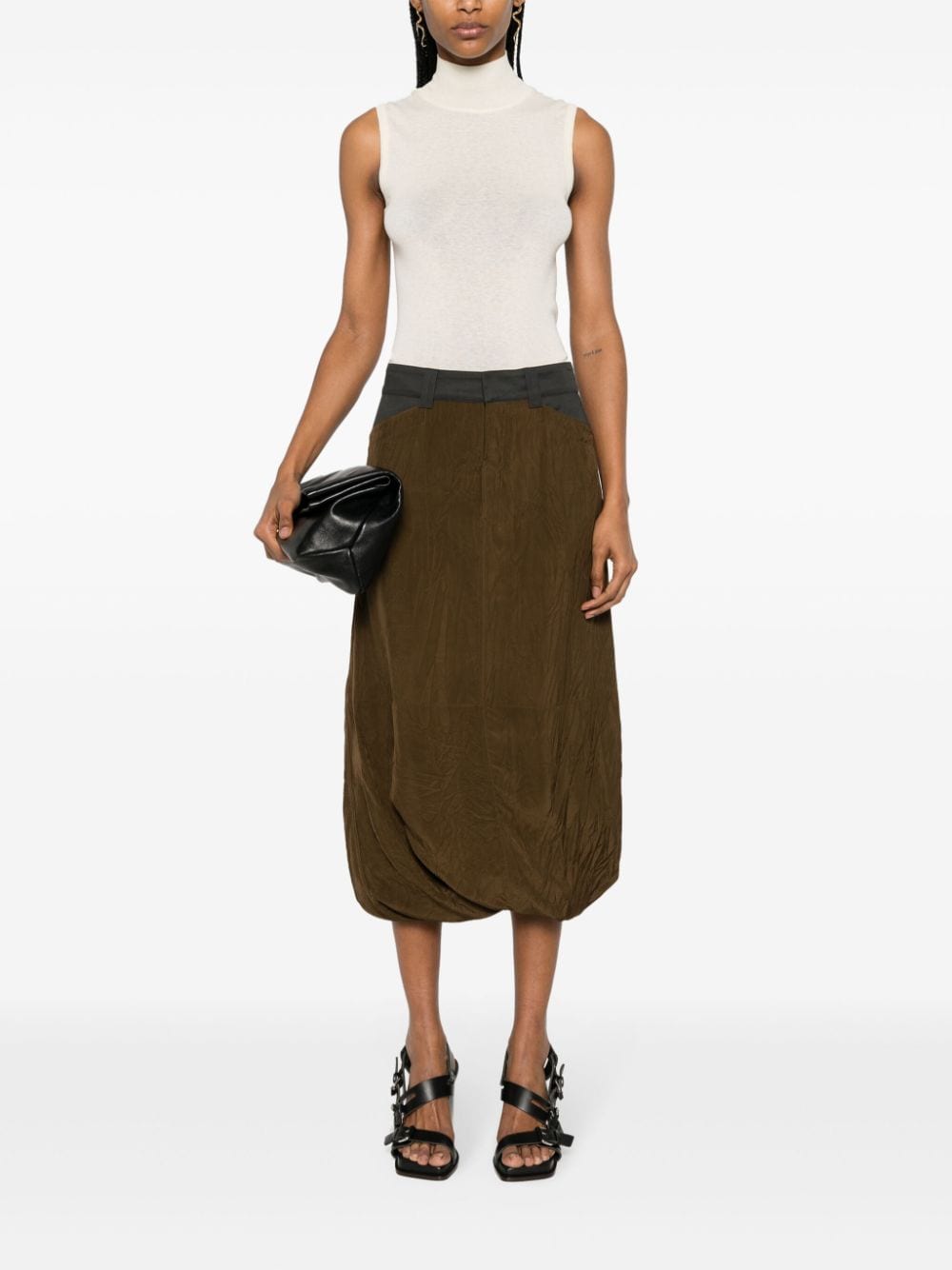 Shop Lemaire Mock-neck Sleeveless Knitted Top In Neutrals