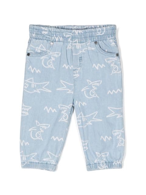 Stella McCartney Kids shark-print cotton jeans